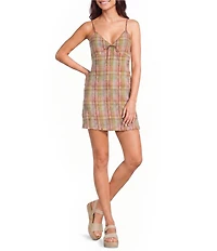 Billabong Call Me Mini Sleeveless Plaid Mini Dress