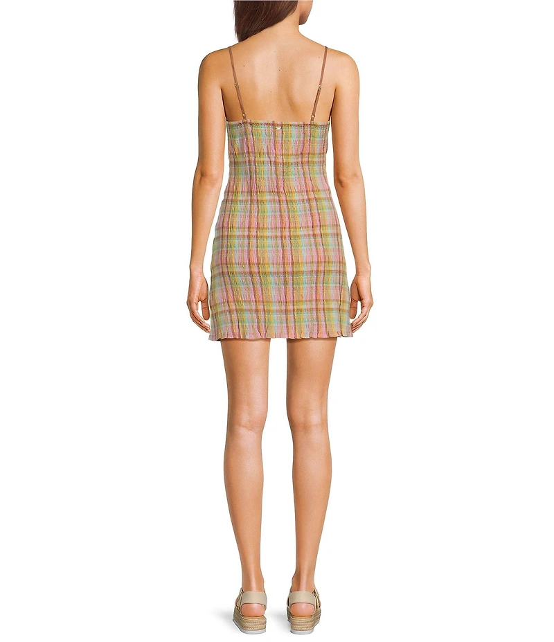 Billabong Call Me Mini Sleeveless Plaid Mini Dress