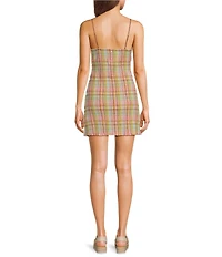 Billabong Call Me Mini Sleeveless Plaid Mini Dress