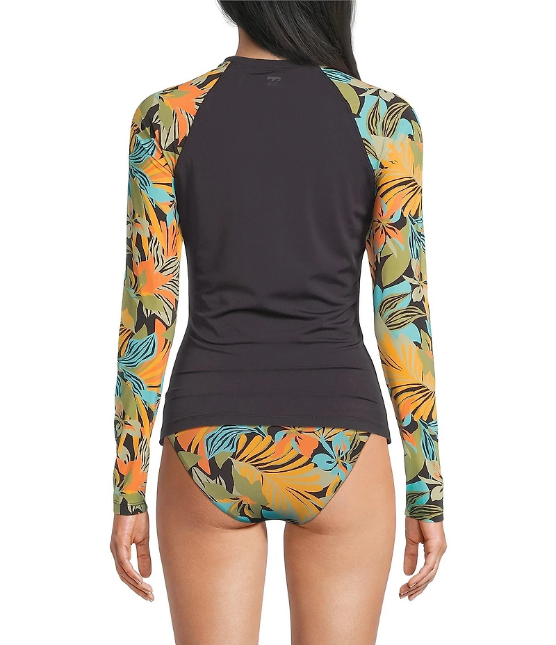 Billabong Des Tropiques Tropical Print Long Sleeve Rashgurad Swim Top