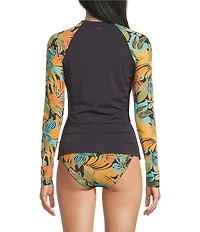 Billabong Des Tropiques Tropical Print Long Sleeve Rashgurad Swim Top