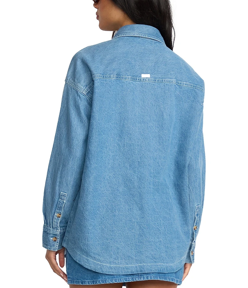Billabong Fadeaway Long Sleeve Denim Shacket Top
