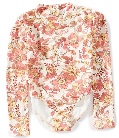 Billabong Girls Long Sleeve Wildflower High Neck One-Piece Swimsuit