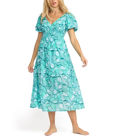 Billabong Go Coastal Short Sleeve Printed Midi Dress