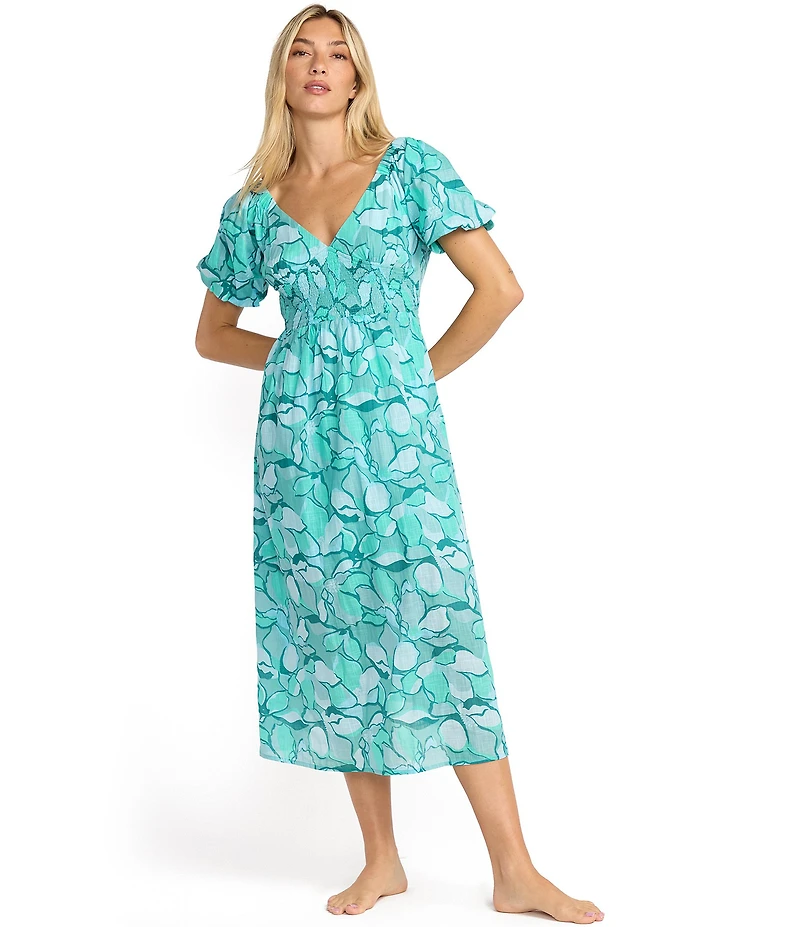 Billabong Go Coastal Short Sleeve Printed Midi Dress