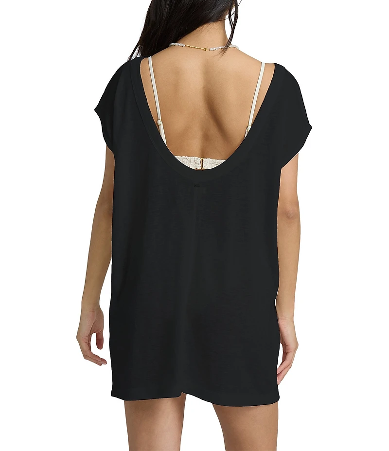 Billabong Hallow Wave Solid Scoop Neck Mini Dress Swim Cover-Up