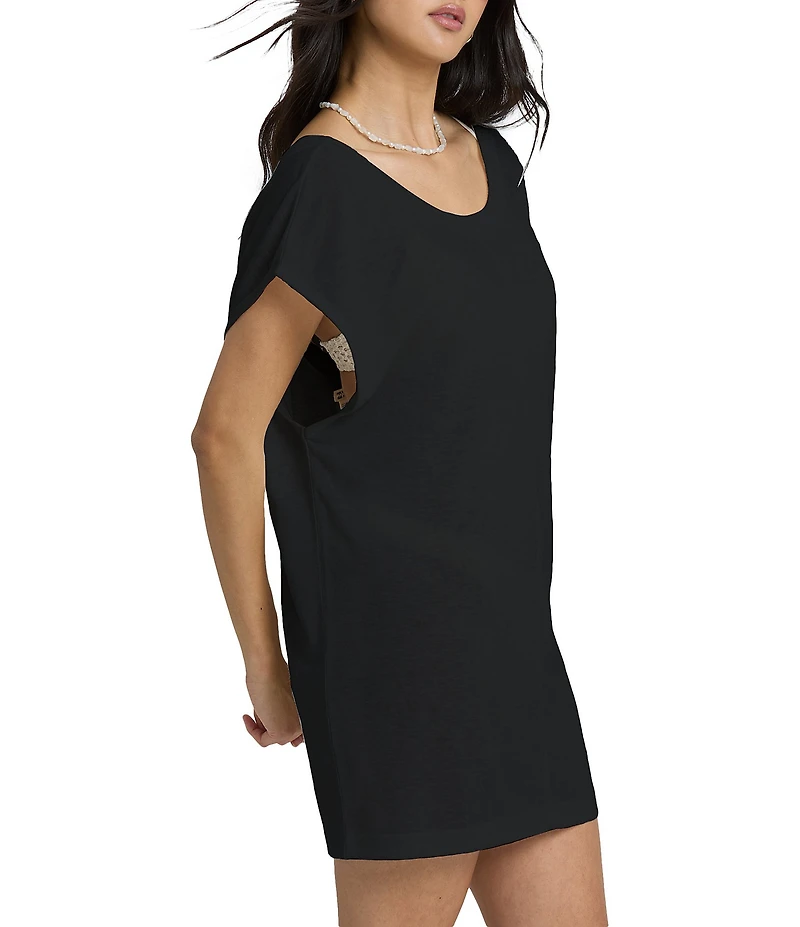 Billabong Hallow Wave Solid Scoop Neck Mini Dress Swim Cover-Up