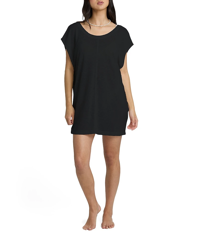Billabong Hallow Wave Solid Scoop Neck Mini Dress Swim Cover-Up
