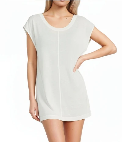 Billabong Hallow Wave Solid Scoop Neck Mini Dress Swim Cover-Up