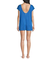 Billabong Hallow Wave Solid Scoop Neck Mini Dress Swim Cover-Up