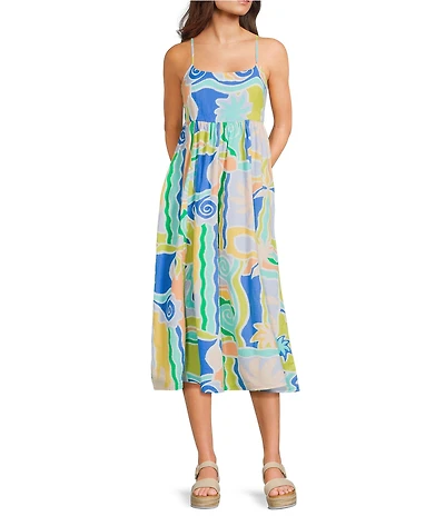Billabong Island Life Sleeveless Mixed Media Midi Dress