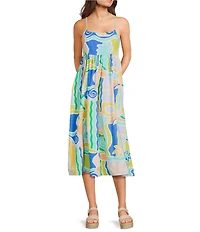 Billabong Island Life Sleeveless Mixed Media Midi Dress