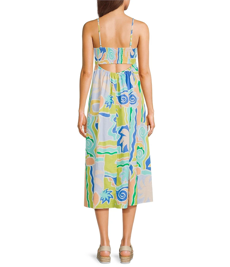 Billabong Island Life Sleeveless Mixed Media Midi Dress