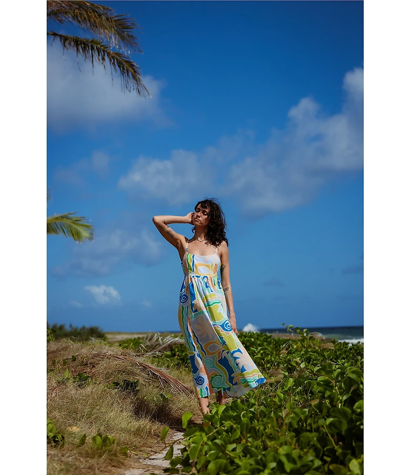 Billabong Island Life Sleeveless Mixed Media Midi Dress