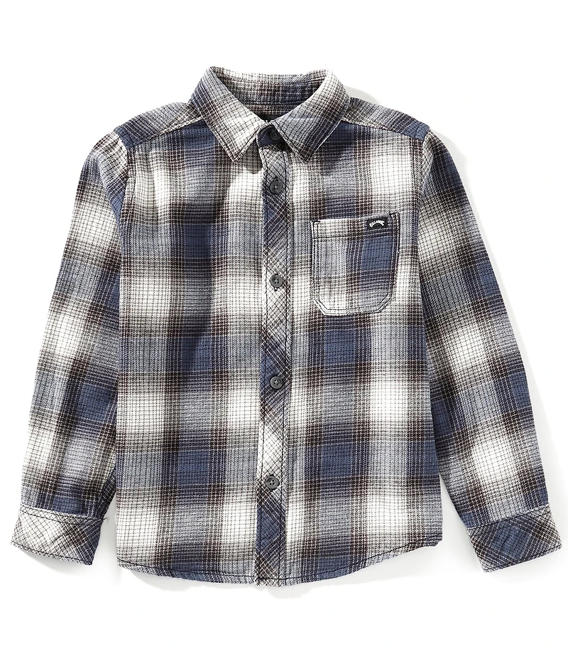 Billabong Little Boys Long Sleeve Blue Plaid Button Down Shirt