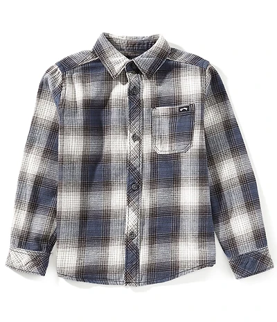 Billabong Little Boys Long Sleeve Blue Plaid Button Down Shirt