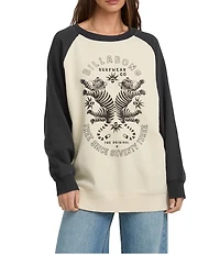 Billabong Long Sleeve Graphic Raglan Crew Neck Sweatshirt