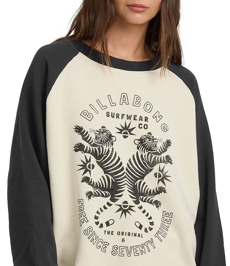 Billabong Long Sleeve Graphic Raglan Crew Neck Sweatshirt
