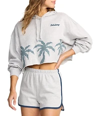 Billabong Long Sleeve Triple Palms Graphic Fleece Cropped Hoodie