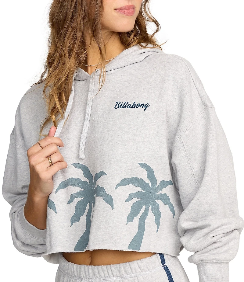 Billabong Long Sleeve Triple Palms Graphic Fleece Cropped Hoodie