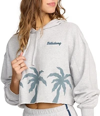 Billabong Long Sleeve Triple Palms Graphic Fleece Cropped Hoodie