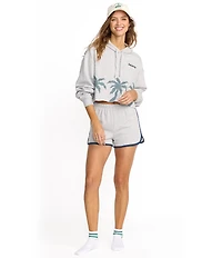 Billabong Long Sleeve Triple Palms Graphic Fleece Cropped Hoodie