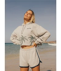 Billabong Long Sleeve Triple Palms Graphic Fleece Cropped Hoodie