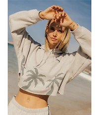 Billabong Long Sleeve Triple Palms Graphic Fleece Cropped Hoodie