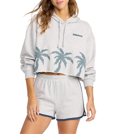 Billabong Long Sleeve Triple Palms Graphic Fleece Cropped Hoodie