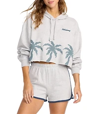 Billabong Long Sleeve Triple Palms Graphic Fleece Cropped Hoodie