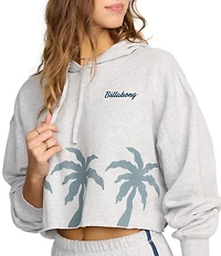 Billabong Long Sleeve Triple Palms Graphic Fleece Cropped Hoodie