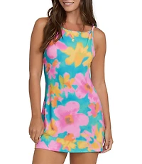 Billabong Lookin Fresh Tropical Floral Scoop Neck Mini Dress Swim Cover-Up