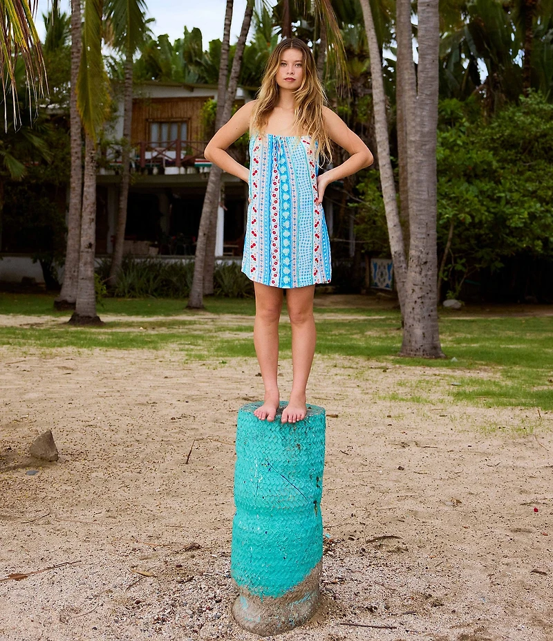Billabong Picnic Beach Song Square Neck Spaghetti Strap Dress Swim Cover-Up