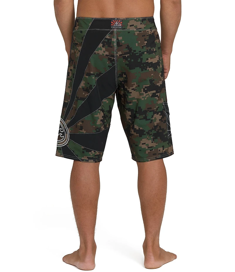 Billabong Rising Sun Camouflage Printed 22#double; Inseam Hybrid Board Shorts