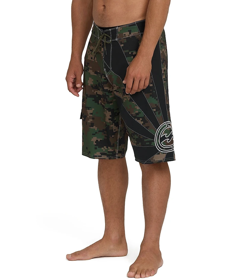 Billabong Rising Sun Camouflage Printed 22#double; Inseam Hybrid Board Shorts