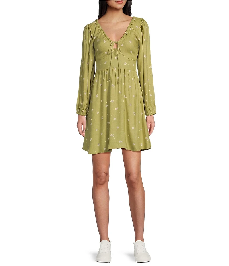 Billabong Sol Love Blouson Sleeve Floral Mini Dress