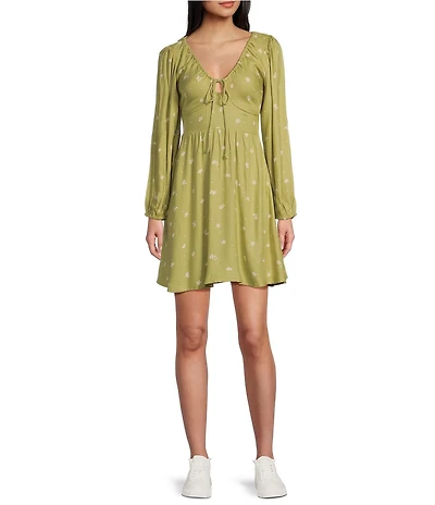 Billabong Sol Love Blouson Sleeve Floral Mini Dress