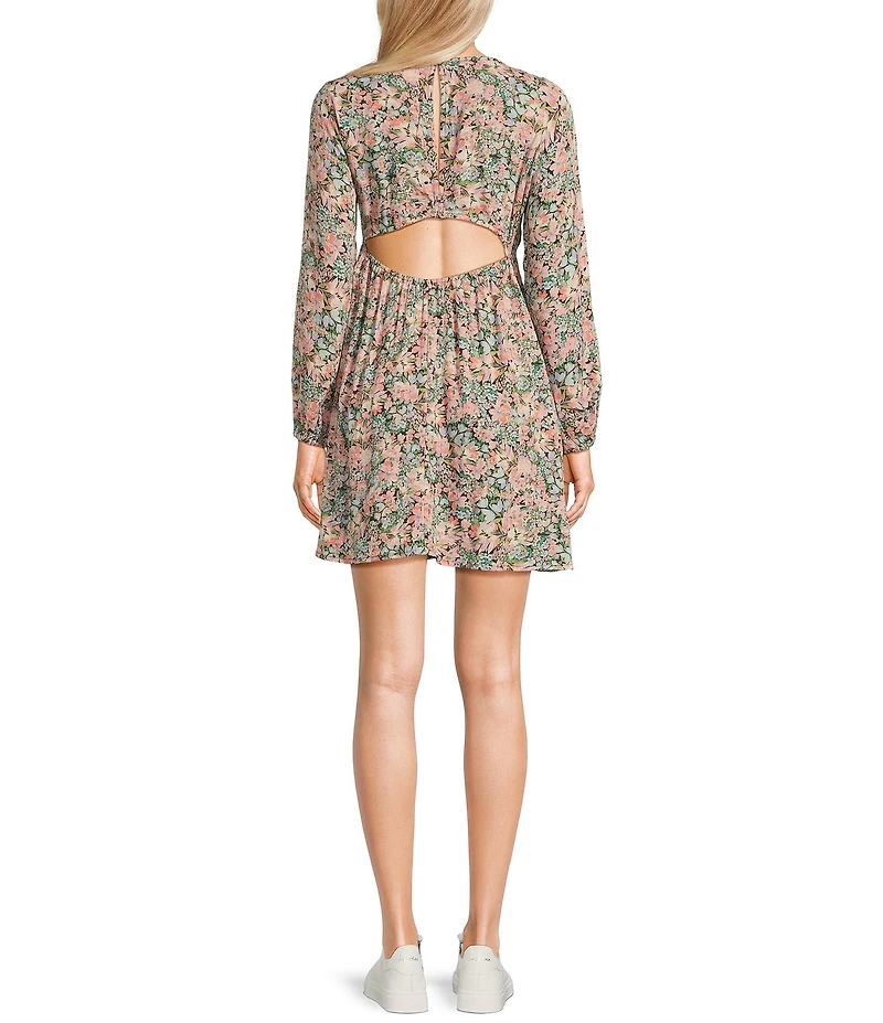 Billabong Star Fall Ditsy Floral Print Long Sleeve Mini Dress