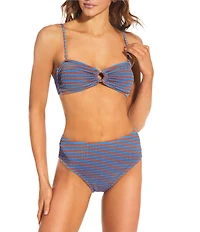 Billabong Summer Hi Stripe Texture High Waist Swim Bottom