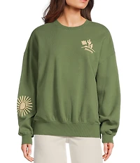 Billabong Sun Wave Livin' Kendal Iconic Wave Back Graphic Brushed Fleece Sweatshirt