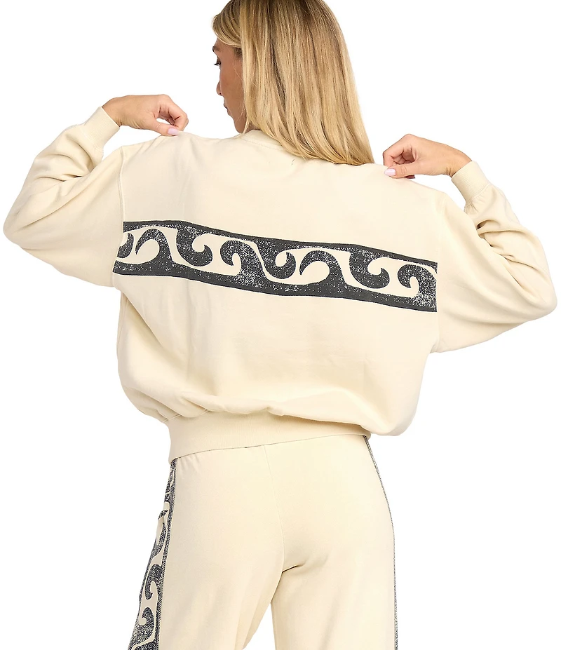Billabong Sun Wave Livin' Kendal Iconic Wave Back Graphic Brushed Fleece Sweatshirt