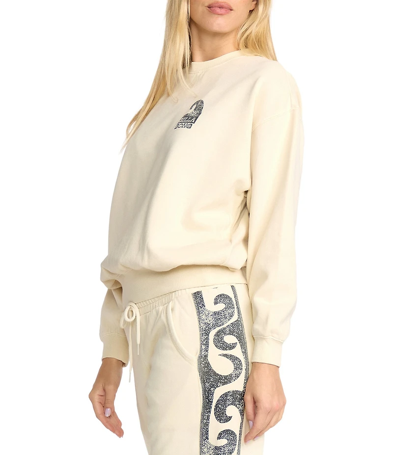 Billabong Sun Wave Livin' Kendal Iconic Wave Back Graphic Brushed Fleece Sweatshirt