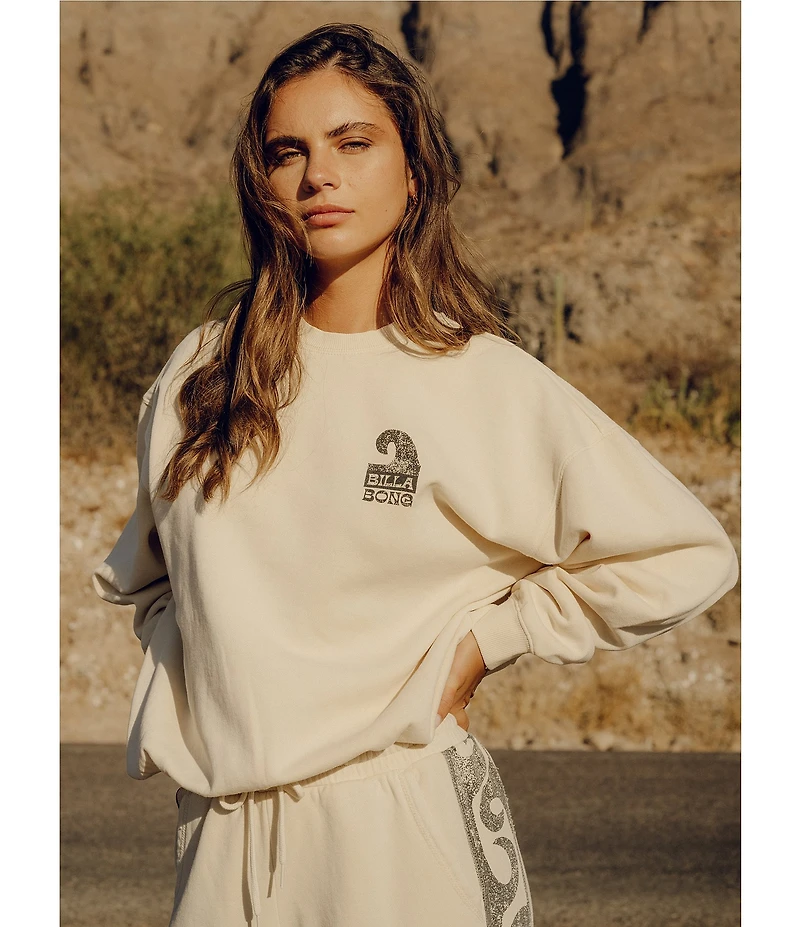Billabong Sun Wave Livin' Kendal Iconic Wave Back Graphic Brushed Fleece Sweatshirt