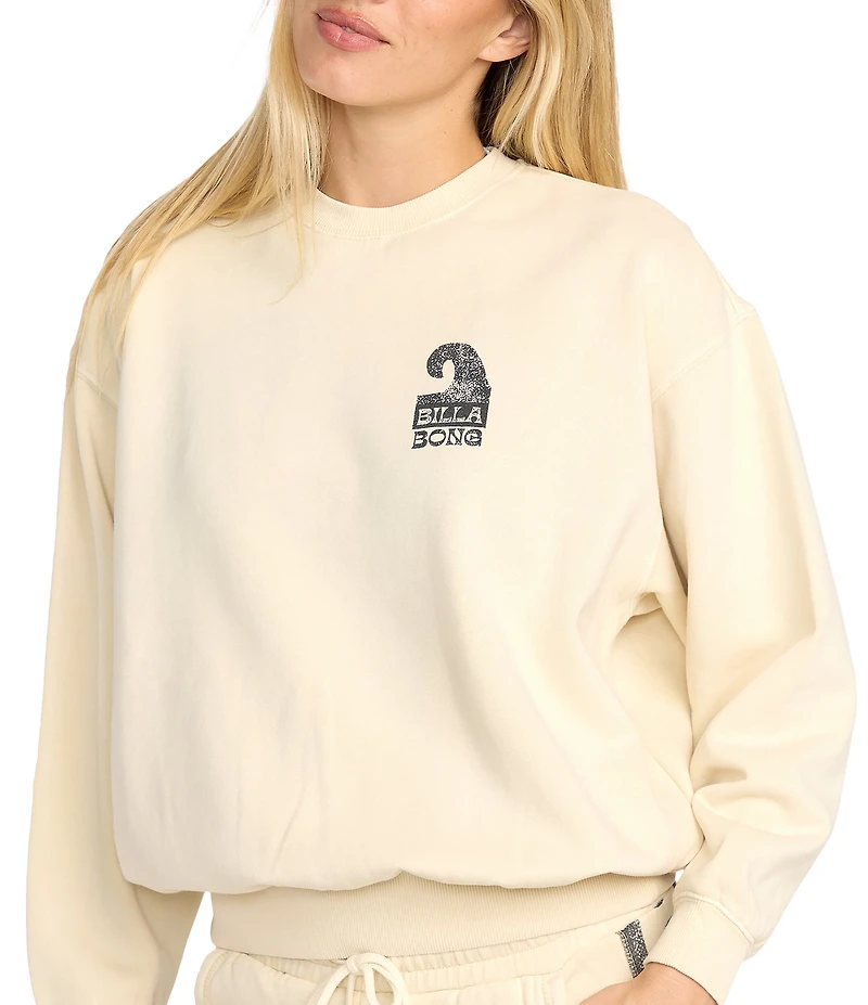 Billabong Sun Wave Livin' Kendal Iconic Wave Back Graphic Brushed Fleece Sweatshirt