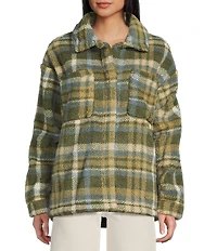 Billabong Sundown Plaid Long Sleeve Sherpa Shacket