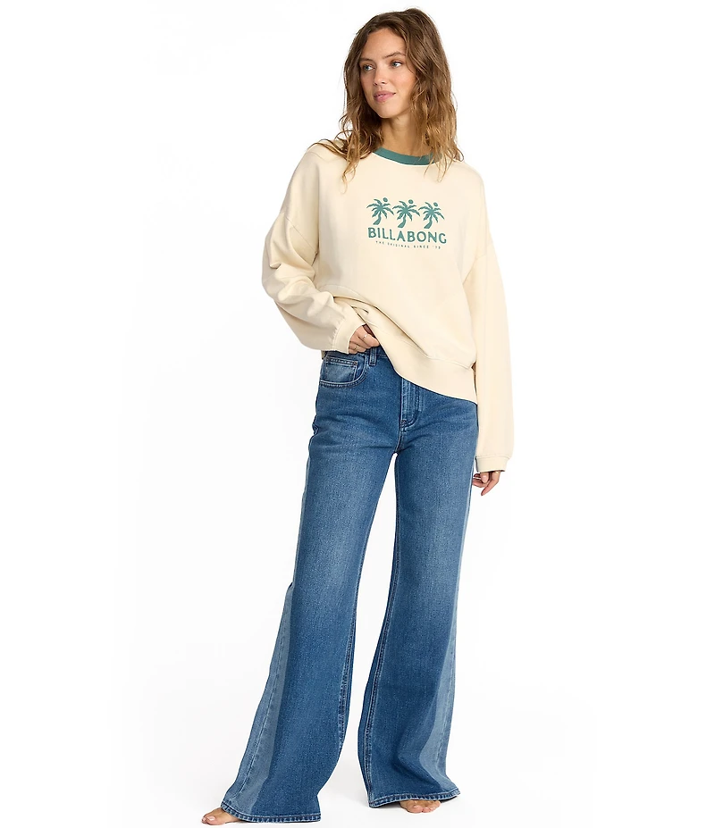 Billabong Triple Palm Long Sleeve Brushed Fleece Sweatshirt