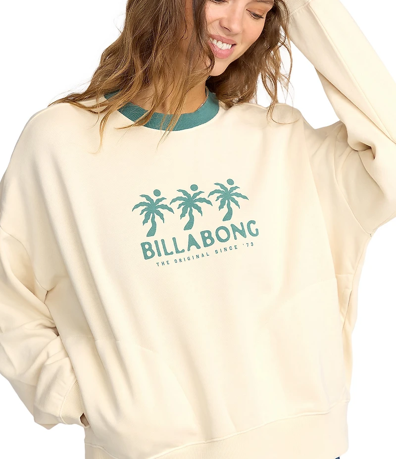 Billabong Triple Palm Long Sleeve Brushed Fleece Sweatshirt