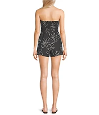 Billabong Vacay All Day Strapless Large Flower Printed Smocked Bodice Romper