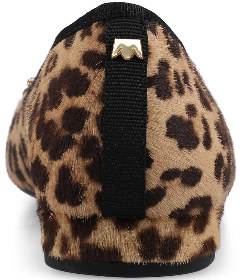 Birdies The Goldfinch 15 Leopard Print Calf Hair Pointed Toe Jewel Bow Flats