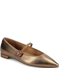 Birdies The Goldfinch 15 Mary Jane Metallic Leather Pointed Toe Flats